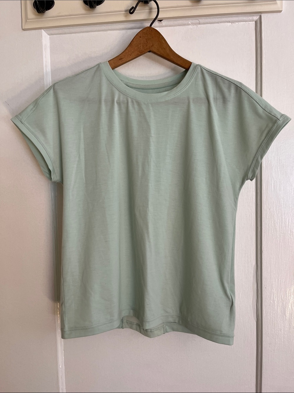 Athleta Light Mint Back At It Crewneck Short Sleeve Tee With Sheer Back